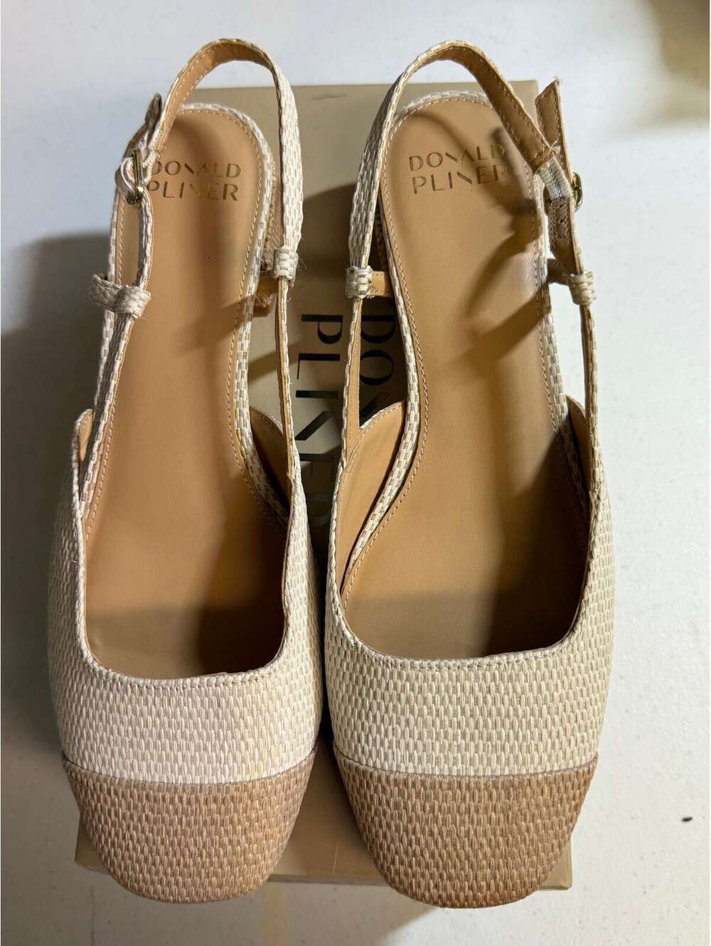 Donald Pliner Natural/Sand Raffia Slingback Heels Size 9M